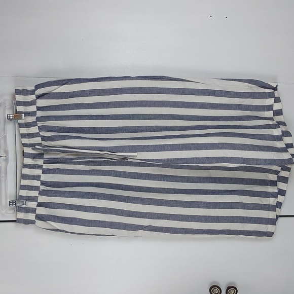 Zac & Rachel  Womens Blue and white Linen wide leg pants Nautical Sz.L - Picture 1 of 9